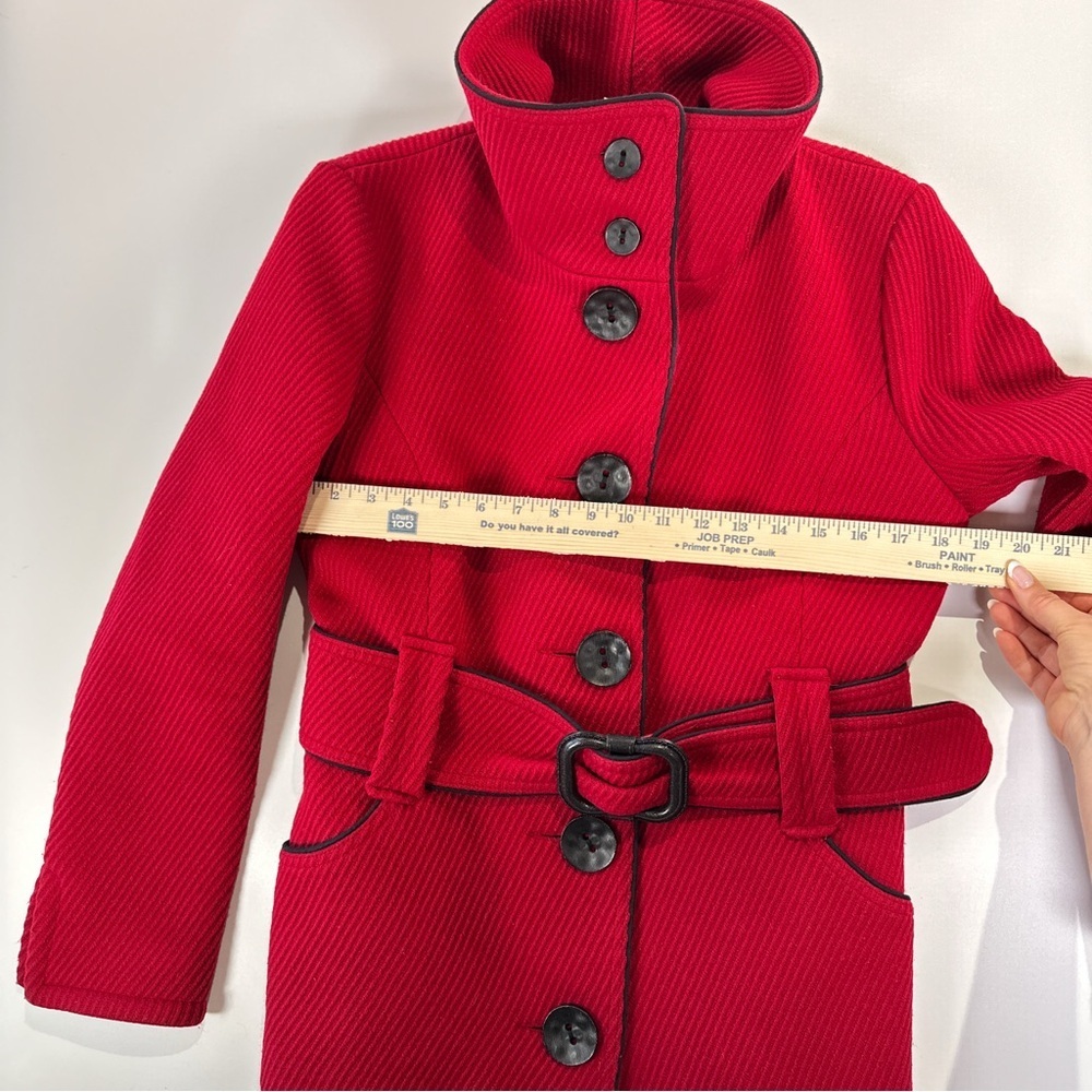 Soia & Kyo Red Belted Pea Coat Jacket Womens S - Picture 11 of 12